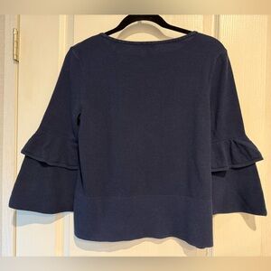 Talbots Navy Blue Bell Sleeve Blouse
